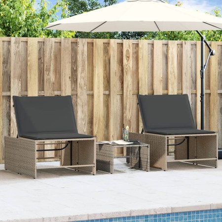 Liegestühle mit Tisch, 2 Stück, aus grauem synthetischem Rattan. von vidaXL, Liegen - Ref: Foro24-368424, Preis: 173,50 €, Ra...