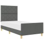 Estructura de cama con cabecera Gris oscuro 100 x 200 cm tela