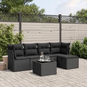 Set de sofás de jardín 6 piezas y cojines ratán sintético negro by vidaXL, Garden sets - Ref: Foro24-3263141, Price: 358,89 €...