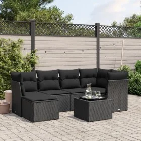 Set de comedor de jardín 7 pzas y cojines ratán sintético negro by vidaXL, Garden sets - Ref: Foro24-3263181, Price: 441,95 €...
