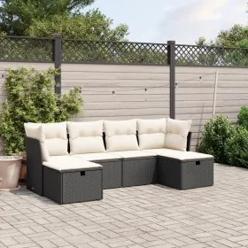 Set de sofás de jardín 6 piezas y cojines ratán sintético negro by vidaXL, Garden sets - Ref: Foro24-3263232, Price: 338,13 €...