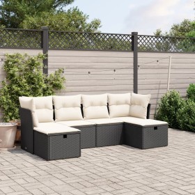 Set de sofás de jardín 6 piezas y cojines ratán sintético negro by vidaXL, Garden sets - Ref: Foro24-3263232, Price: 323,63 €...