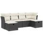 Set de sofás de jardín 6 piezas y cojines ratán sintético negro de vidaXL, Conjuntos de jardín - Ref: Foro24-3263232, Precio:...