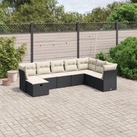 8-teiliges Gartensofa-Set und Kissen aus schwarzem Kunststoff-Rattan. von vidaXL, Gartensets - Ref: Foro24-3263272, Preis: 43...