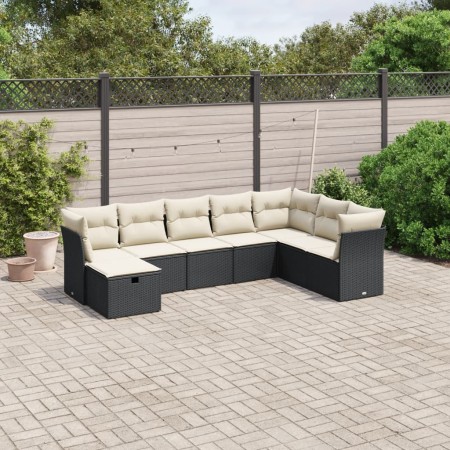 Set de sofás de jardín 8 piezas y cojines ratán sintético negro by vidaXL, Garden sets - Ref: Foro24-3263272, Price: 434,62 €...