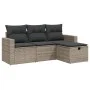 Gartensofagarnitur 4-teilig mit grauen Polstern aus synthetischem Rattan von vidaXL, Gartensets - Ref: Foro24-3263446, Preis:...