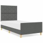 Estructura de cama con cabecera Gris oscuro 100 x 200 cm tela