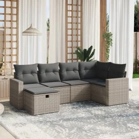 Gartenmöbel-Set, 6-teilig, mit grauen Polstern aus synthetischem Rattan. von vidaXL, Gartensets - Ref: Foro24-3263486, Preis:...