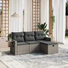 Set de sofás de jardín 4 pzas y cojines ratán sintético gris by vidaXL, Garden sets - Ref: Foro24-3263756, Price: 249,67 €, D...