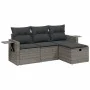 Set de sofás de jardín 4 pzas y cojines ratán sintético gris by vidaXL, Garden sets - Ref: Foro24-3263756, Price: 249,67 €, D...
