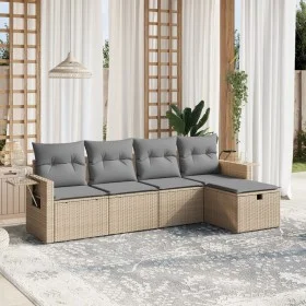 Juego de sofás jardín con cojines beige mezcla 5 pzas ratán PE by vidaXL, Garden sets - Ref: Foro24-3263775, Price: 308,84 €,...
