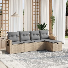 Juego de sofás jardín con cojines beige mezcla 5 pzas ratán PE by vidaXL, Garden sets - Ref: Foro24-3263775, Price: 314,78 €,...