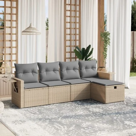 Juego de sofás jardín con cojines beige mezcla 5 pzas ratán PE by vidaXL, Garden sets - Ref: Foro24-3263775, Price: 308,84 €,...
