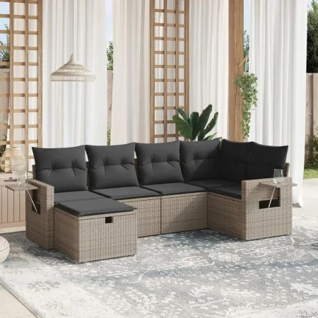 Gartenmöbel-Set, 6-teilig, mit grauen Polstern aus synthetischem Rattan. von vidaXL, Gartensets - Ref: Foro24-3263796, Preis:...