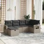 Gartenmöbel-Set, 6-teilig, mit grauen Polstern aus synthetischem Rattan. von vidaXL, Gartensets - Ref: Foro24-3263796, Preis:...