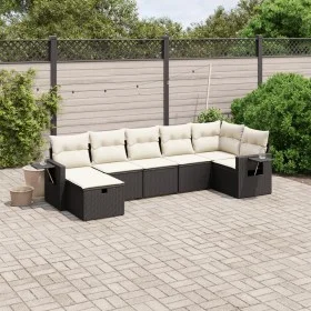 Set de comedor de jardín 7 pzas y cojines ratán sintético negro by vidaXL, Garden sets - Ref: Foro24-3263812, Price: 418,65 €...