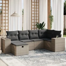 Gartenmöbel-Set, 6-teilig, mit grauen Polstern aus synthetischem Rattan. von vidaXL, Gartensets - Ref: Foro24-3264416, Preis:...