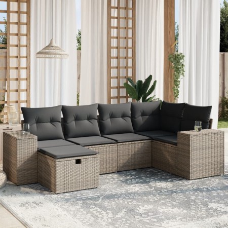 Gartenmöbel-Set, 6-teilig, mit grauen Polstern aus synthetischem Rattan. von vidaXL, Gartensets - Ref: Foro24-3264416, Preis:...