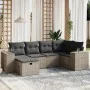 Set de muebles de jardín 6 pzas y cojines ratán sintético gris de vidaXL, Conjuntos de jardín - Ref: Foro24-3264416, Precio: ...