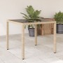 Mesa de jardín superficie de vidrio ratán PE beige 90x90x75 cm by vidaXL, Garden tables - Ref: Foro24-365527, Price: 106,10 €...