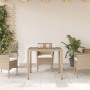 Gartentisch mit Glasoberfläche, PE-Rattan in Beige, 90x90x75 cm. von vidaXL, Gartentische - Ref: Foro24-365527, Preis: 106,10...