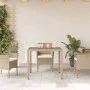 Mesa de jardín superficie de vidrio ratán PE beige 90x90x75 cm by vidaXL, Garden tables - Ref: Foro24-365527, Price: 119,98 €...