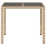 Gartentisch mit Glasoberfläche, PE-Rattan in Beige, 90x90x75 cm. von vidaXL, Gartentische - Ref: Foro24-365527, Preis: 106,10...