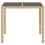 Mesa de jardín superficie de vidrio ratán PE beige 90x90x75 cm by vidaXL, Garden tables - Ref: Foro24-365527, Price: 119,98 €...