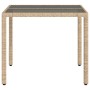 Gartentisch mit Glasoberfläche, PE-Rattan in Beige, 90x90x75 cm. von vidaXL, Gartentische - Ref: Foro24-365527, Preis: 106,10...
