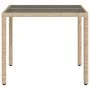 Mesa de jardín superficie de vidrio ratán PE beige 90x90x75 cm by vidaXL, Garden tables - Ref: Foro24-365527, Price: 119,98 €...