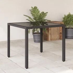 Gartentisch mit schwarzer PE-Rattan-Oberfläche und Glasplatte, 90x90x75 cm. von vidaXL, Gartentische - Ref: Foro24-365525, Pr...