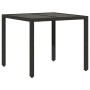 Gartentisch mit schwarzer PE-Rattan-Oberfläche und Glasplatte, 90x90x75 cm. von vidaXL, Gartentische - Ref: Foro24-365525, Pr...