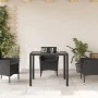 Mesa de jardín superficie de vidrio ratán PE negro 90x90x75 cm de vidaXL, Mesas de jardín - Ref: Foro24-365525, Precio: 117,5...