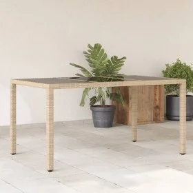 Gartentisch mit Glasoberfläche, PE-Rattan in Beige, 150x90x75 cm. von vidaXL, Gartentische - Ref: Foro24-365533, Preis: 162,9...