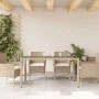 Gartentisch mit Glasoberfläche, PE-Rattan in Beige, 150x90x75 cm. von vidaXL, Gartentische - Ref: Foro24-365533, Preis: 162,9...