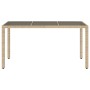 Gartentisch mit Glasoberfläche, PE-Rattan in Beige, 150x90x75 cm. von vidaXL, Gartentische - Ref: Foro24-365533, Preis: 164,9...