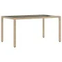 Gartentisch mit Glasoberfläche, PE-Rattan in Beige, 150x90x75 cm. von vidaXL, Gartentische - Ref: Foro24-365533, Preis: 162,9...