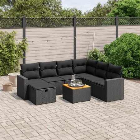 Set de sofás de jardín 8 piezas y cojines ratán sintético negro by vidaXL, Garden sets - Ref: Foro24-3264849, Price: 496,43 €...
