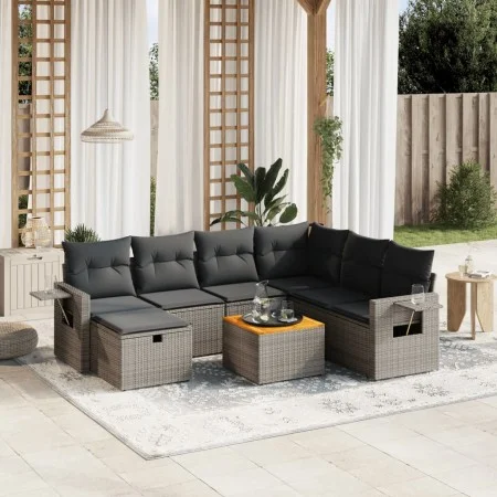 Set de sofás de jardín 8 pzas y cojines ratán sintético gris by vidaXL, Garden sets - Ref: Foro24-3264966, Price: 462,58 €, D...