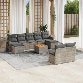 Set de sofás de jardín 10 pzas con cojines ratán sintético gris by vidaXL, Modular outdoor sofas - Ref: Foro24-3224765, Price...