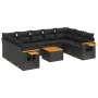 Set de sofás de jardín 10 pzas cojines ratán sintético negro de vidaXL, Conjuntos de jardín - Ref: Foro24-3227119, Precio: 64...