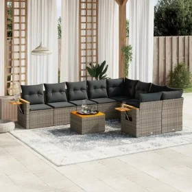 Garden sofa set 10 pieces with gray synthetic rattan cushions by vidaXL, Garden sets - Ref: Foro24-3227152, Price: 588,16 €, ...