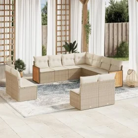 Set de sofás de jardín 11pzas con cojines ratán sintético beige by vidaXL, Garden sets - Ref: Foro24-3227766, Price: 722,87 €...