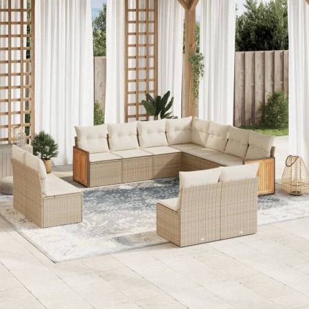 Gartensofa-Set 11-teilig mit Kissen aus synthetischem Rattan in Beige. von vidaXL, Gartensets - Ref: Foro24-3227766, Preis: 6...