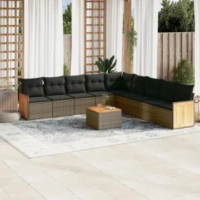 Set de sofás de jardín 10 pzas con cojines ratán sintético gris by vidaXL, Garden sets - Ref: Foro24-3227747, Price: 577,59 €...