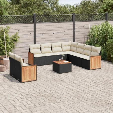 Set de sofás de jardín 10 pzas cojines ratán sintético negro by vidaXL, Garden sets - Ref: Foro24-3227785, Price: 604,99 €, D...