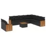 Set de sofás de jardín 11 pzas y cojines ratán sintético negro by vidaXL, Garden sets - Ref: Foro24-3227798, Price: 690,41 €,...
