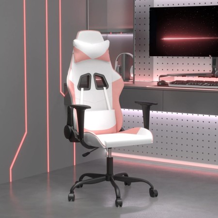 Gaming-Massagestuhl aus weißem und rosa Kunstleder von vidaXL, Gaming-Stühle - Ref: Foro24-345408, Preis: 114,43 €, Rabatt: %