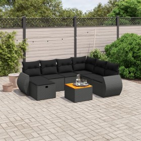 Set de sofás de jardín 8 piezas y cojines ratán sintético negro by vidaXL, Garden sets - Ref: Foro24-3265073, Price: 505,22 €...