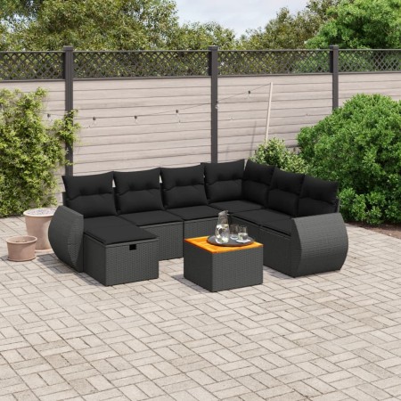 Set de sofás de jardín 8 piezas y cojines ratán sintético negro by vidaXL, Garden sets - Ref: Foro24-3265073, Price: 505,22 €...